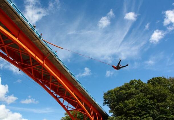 Bridge Swing- Jump with a safety rope among the beautiful scenery in Hidaka!